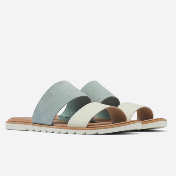 Sorel Ella II Crushed Blue/Chalk Slide Sandals Size 8.5 - Picture 2 of 16